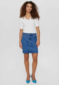 Nümph NULULU - A-silueta svārki - medium blue denim