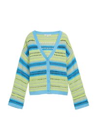 TOM TAILOR DENIM Strickjacke mint blue multicolor stripe/grün