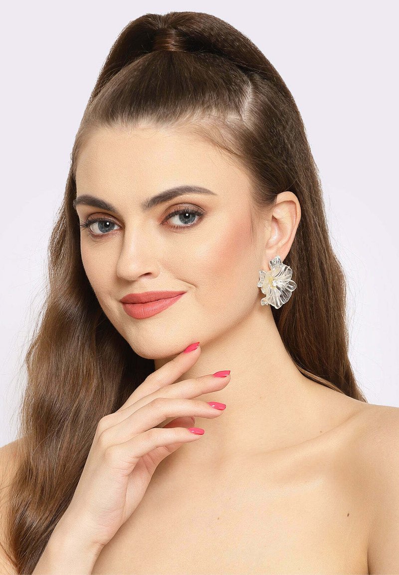 AvantGarde Paris FLORAL CRYSTAL STUD Boucles d'oreilles white/blanc ZALANDO.BE