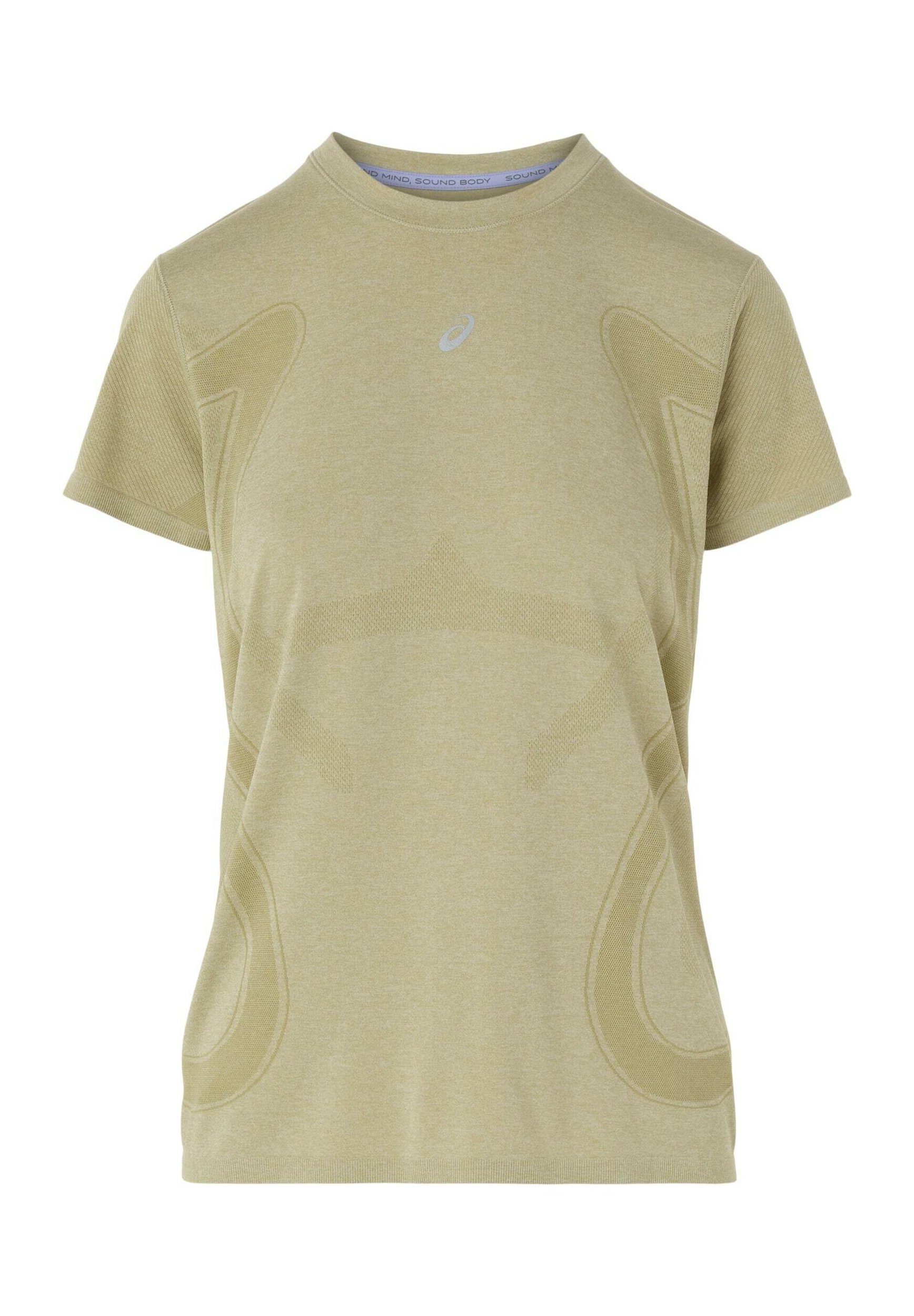 ASICS ROAD SEAMLESS SS ROAD SEAMLESS SS - Triko s potiskem - khaki cream