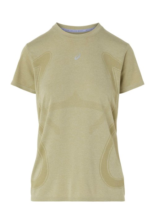 ASICS ROAD SEAMLESS SS - Print T-shirt - khaki cream — foto 6