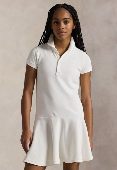Polo Ralph Lauren STRETCH MESH POLO DRESS 7-14Y - Päevakleit - white