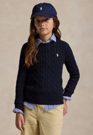 CABLE-KNIT COTTON SWEATER 7-14Y - Pulover - navy