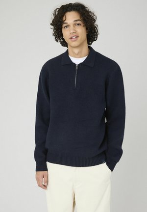COL POLO ZIPPÉ - Polo - bleu foncé