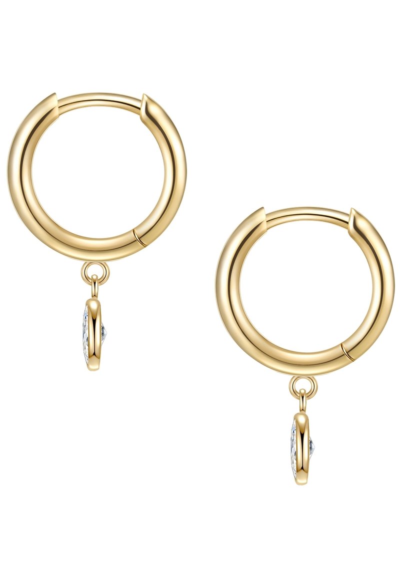 Glanzstücke München - Orecchini A Cerchio (Creoles) In Argento 925 Placcato Oro Con Perla D'Acqua Dolce - Donna