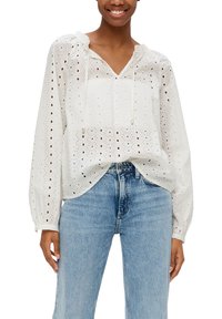 QS LOCKER GESCHNITTENE MIT LOCHSTICKEREI - Bluse - ecru