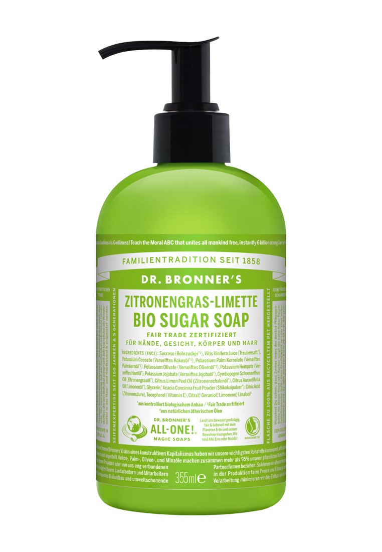 Dr. Bronner´s - BIO SUGAR SOAP 355ML - Shower gel - zitronengras-limette, Enlarge