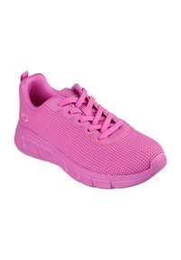 Rosa Sportschuh aus Mesh-Material mit gepolstertem Schaftrand, Schnürdesign und gepolsterter Sohle für Komfort.