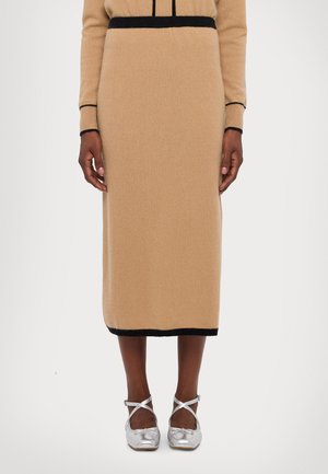 CONTRAST SKIRT - Gonna a tubino - camel/black