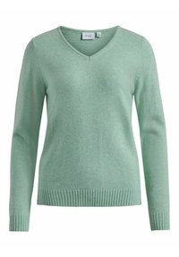 VILA VIRIL L/S V-NECK TOP - Camisola - grayed jade