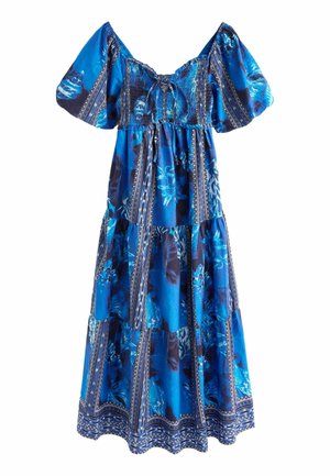 PUFF SLEEVE HALTER NECK REGULAR FIT - Maxi-jurk - blue print