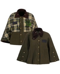 Barbour BARBOUR X ERDEM REVERSIBLE CLOVER SHOWERPROOF CAPE - Keep - khaki brown/ancient tartan green rose