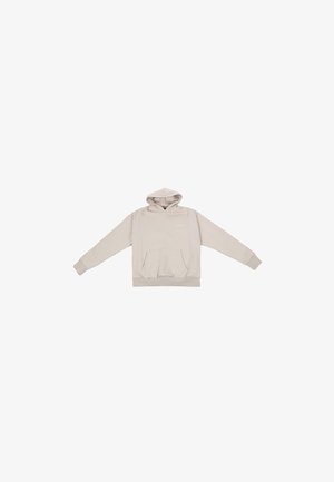 Beige Kapuzenpullover mit einer Vordertasche, langen Ärmeln und einer Kapuze. Mit gerippten Bündchen und Saum, aus weichem Stoff mit dezentem Logodetail.