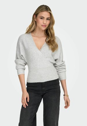 WINNIE BATWING V-NECK - Striktrøje - light grey melange