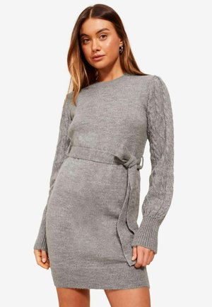 Friends Like These CABLE SLEEVE MINI - Pouzdrové šaty - grey
