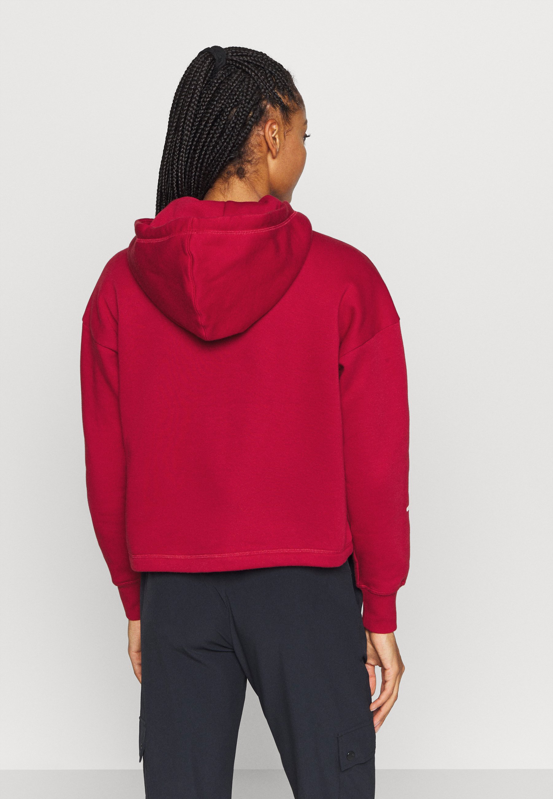 red hooded top