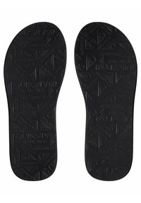 Tălpi negre cu o suprafață texturată, având branding în relief "Quiksilver" și modele geometrice pe toată suprafața. Design plat cu margini rotunjite.