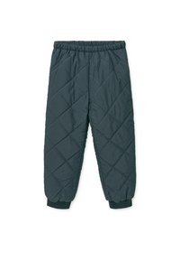 Παντελόνι σκούρο πράσινο με επένδυση, ελαστική μέση, ριμπ τελειώματα και ραφές σε σχέδιο διαμαντιού. Κατασκευασμένο από λείο, ελαφρύ υλικό.