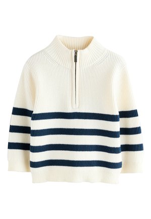 ZIP NECK - Pulóver - ecru navy stripe