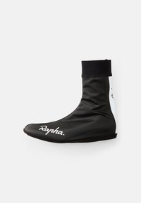 Cubierta de zapato de ciclismo negra y impermeable con logo blanco, punta redondeada, puño elástico y un acabado suave y mate. Diseñada para clima frío.
