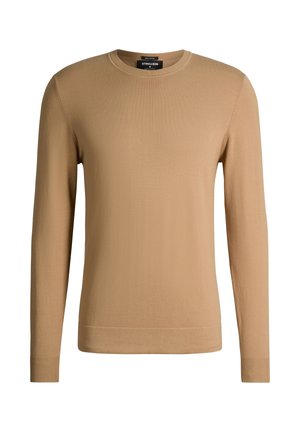 Maglione beige a maniche lunghe con scollo rotondo, polsini e orlo a coste, realizzato in tessuto a maglia fine, con etichetta Strellson.