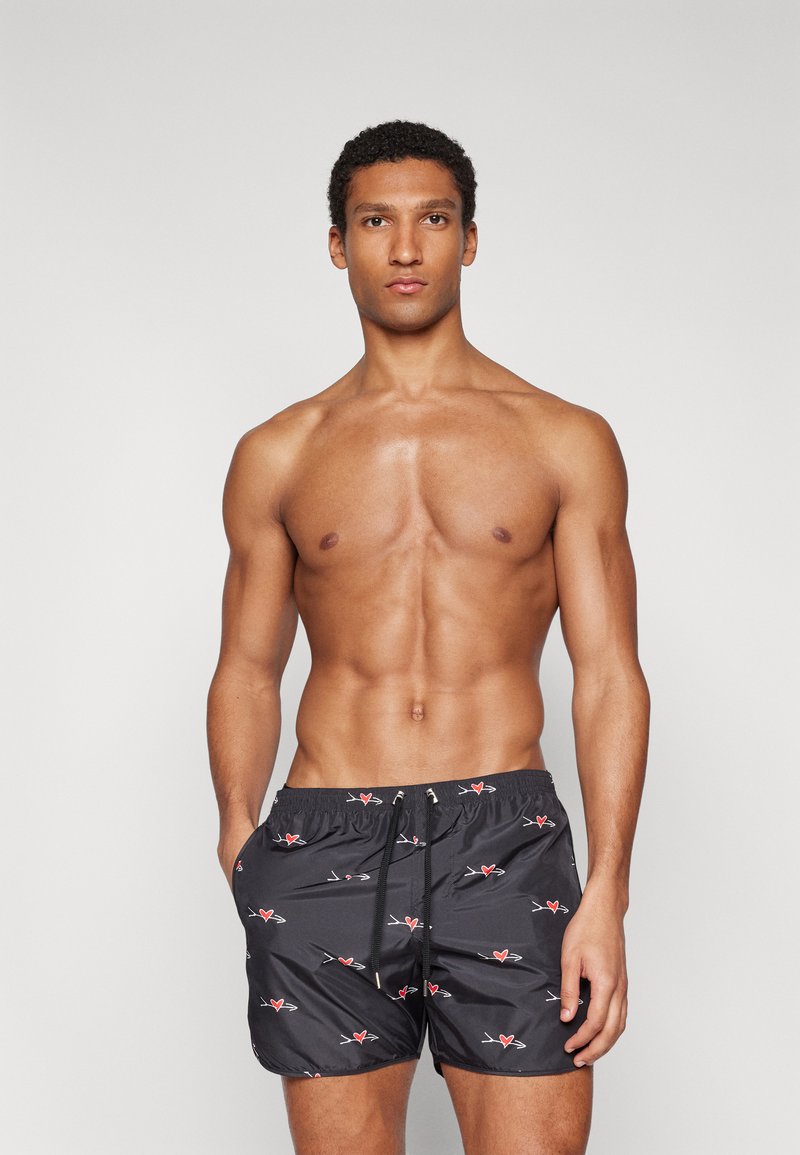 Neil Barrett ALL OVER CUPID SWIM - Short de bain - black/red/white