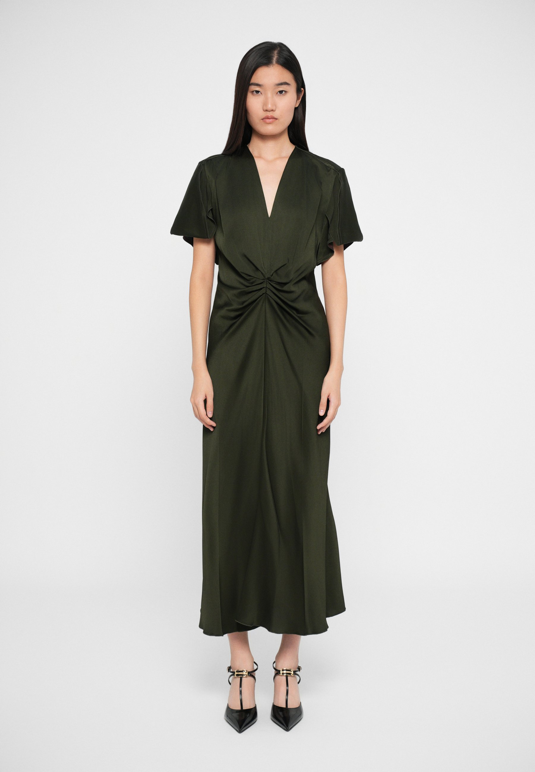 green emerald velvet dress Victoria Beckham LS Deep V Neck Gown main image 0