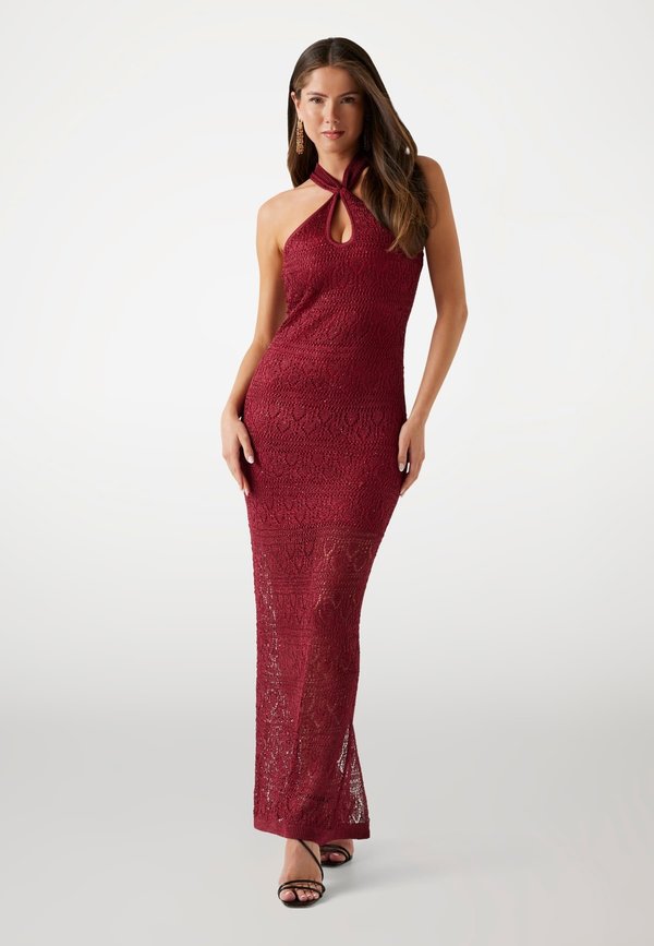 LANGES BODYCON - Strickkleid - rot