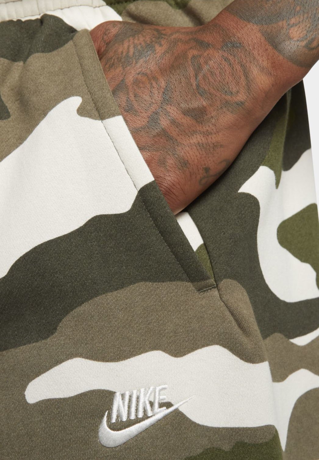nike fleece camo shorts