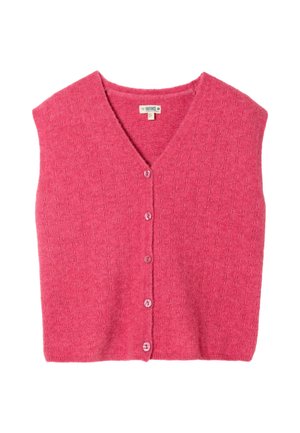 FatFace, KNITTED BUTTON FRONT VEST - Vest - dark pink