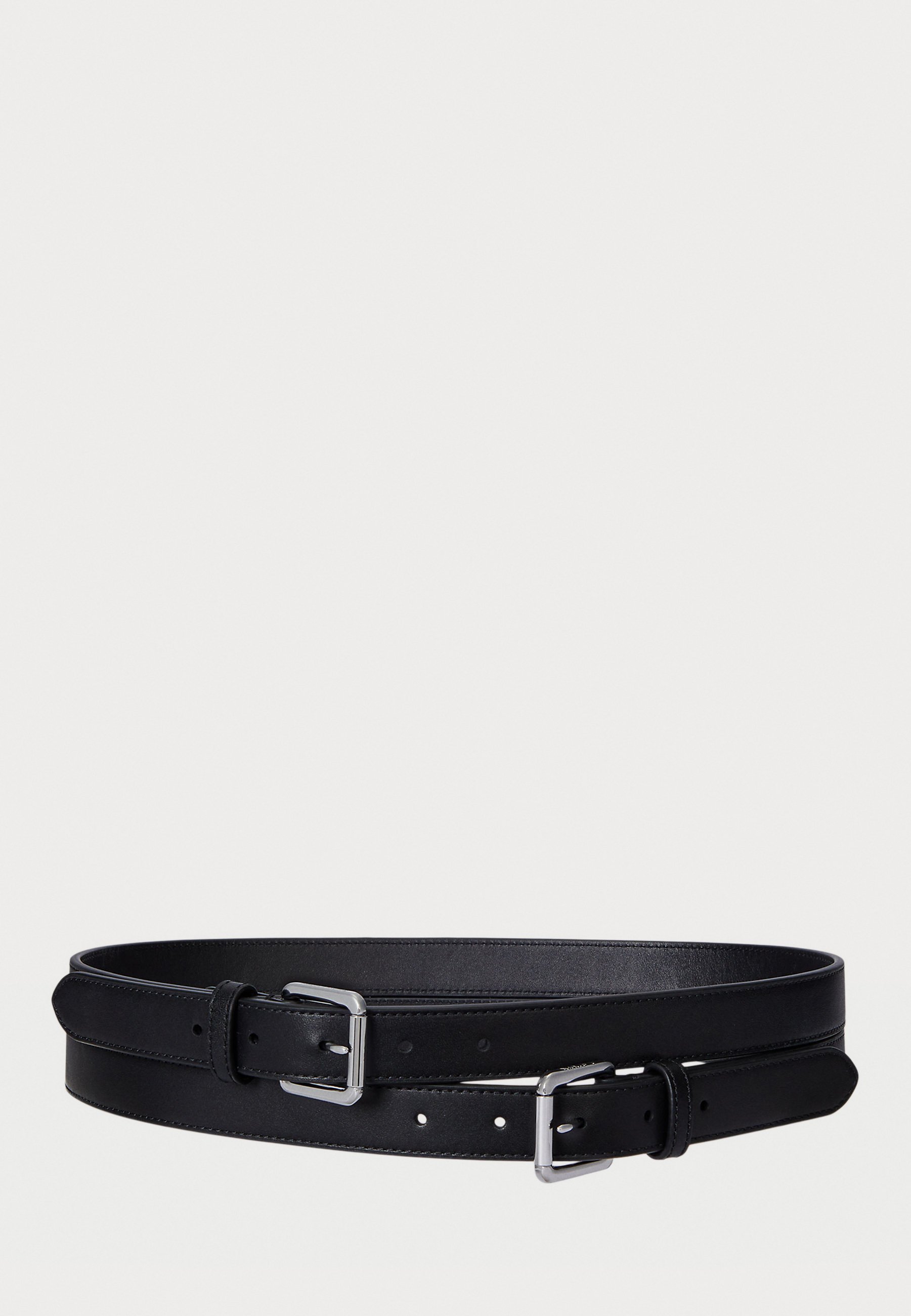 Lauren Ralph Lauren LEATHER DOUBLE BUCKLE STACKED WIDE BELT 