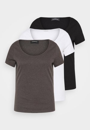 3 PACK - T-shirts - mottled dark grey/white/black/