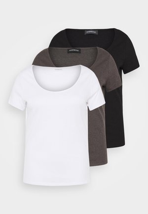 3 PACK - T-shirt basique - mottled dark grey/white/black/