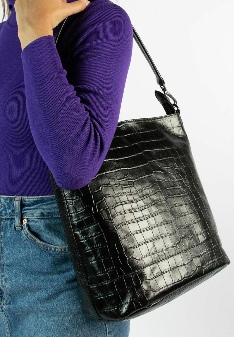 Manfield MIT KROKOMUSTER - Handtasche - schwarz