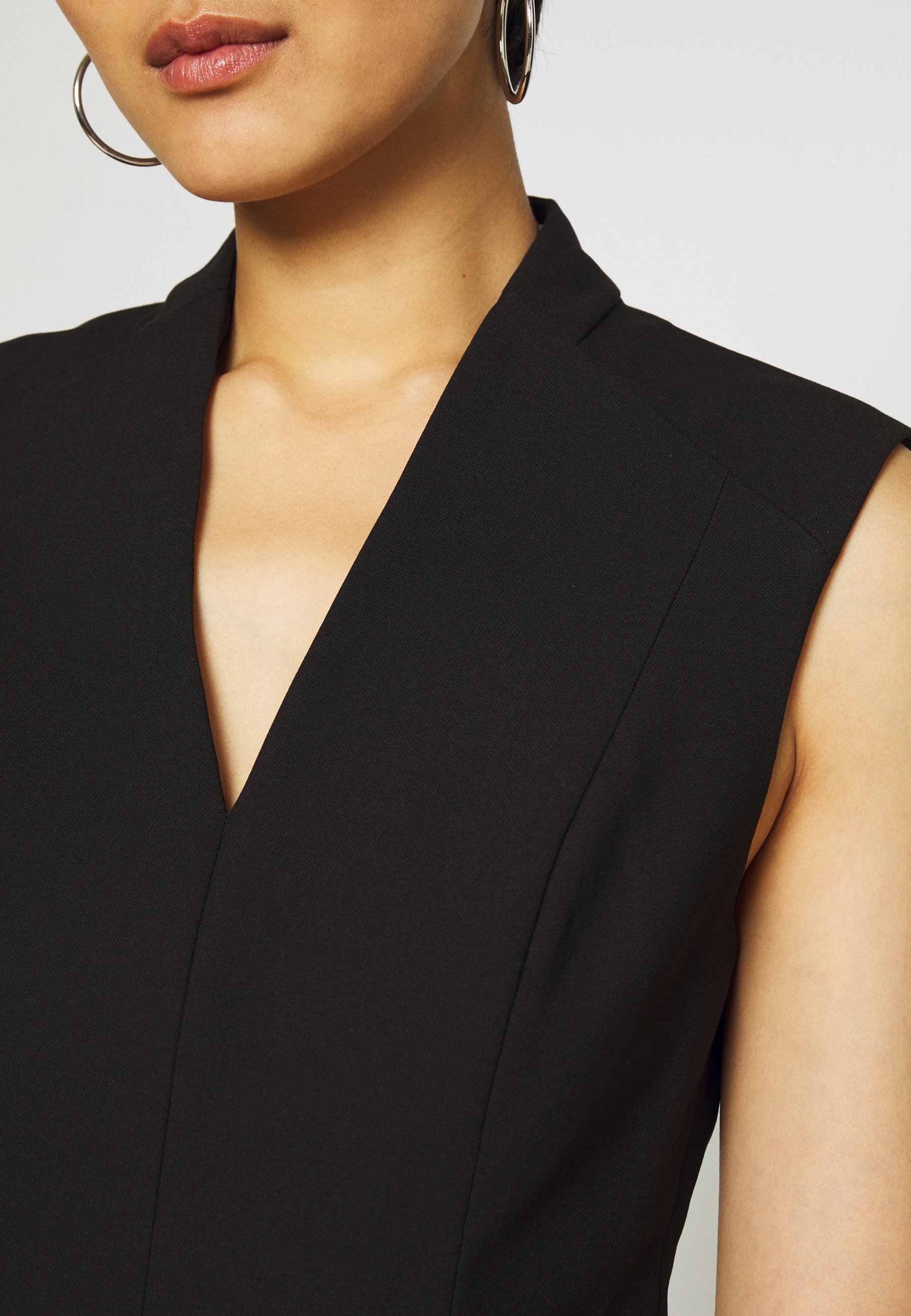 high collar v neck dress