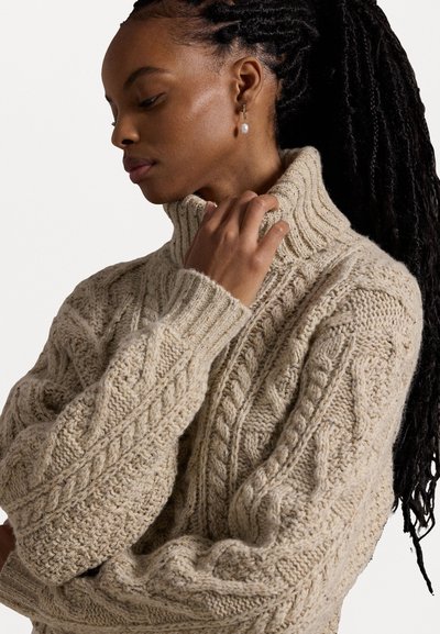 Polo Ralph Lauren ARAN-KNIT MERINO WOOL TURTLENECK - Stickad tröja - cream donegal