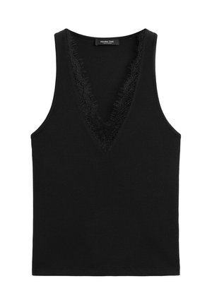 Massimo Dutti, V-NECK LACE TRIM CAMISOLE TOP - Top - black