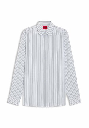 Koszula z długim rękawem w jasnoniebieskim kolorze z wąskimi, pionowymi paskami. Posiada klasyczny kołnierzyk, zapięcie na guziki z przodu oraz mankiety na guziki.