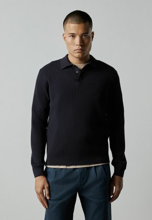 Next, REGULAR FIT - ESSENTIAL TEXTURED POLO SHIRT - Long sleeved top - navy blue