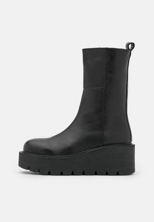 navy wedge ankle boots uk