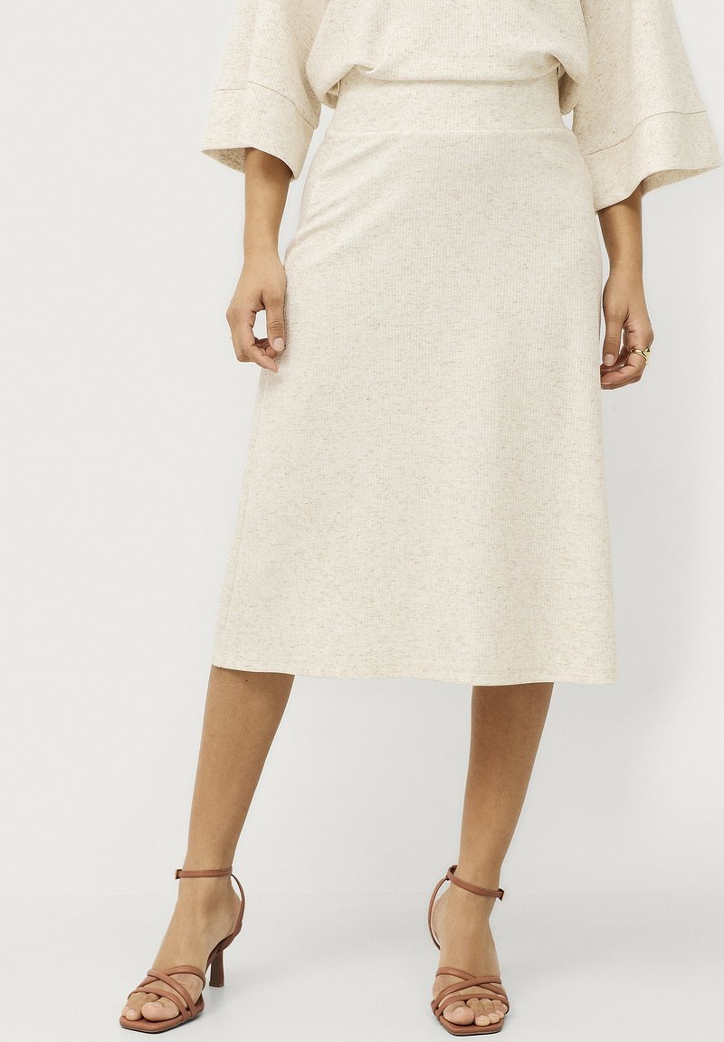 Jupe Trapèze En Lin Beige TERRE DE MARINS - Taille 44 - Brodée De Fleurs Et Logo - Neuf Avec étiquettes