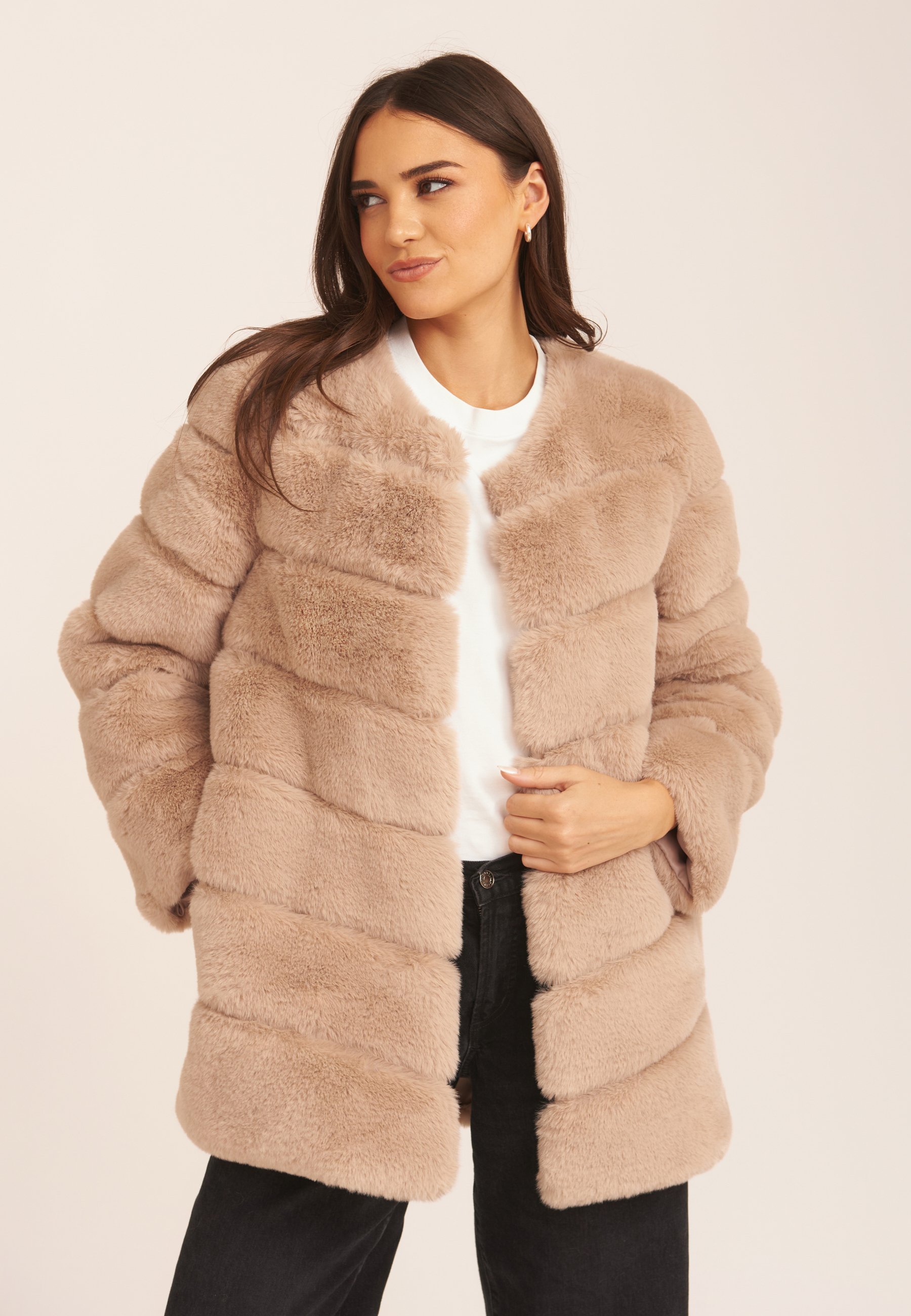 Fur Collar Faux Fur Coat Zalando GINI LONDON MINK DIAGONAL CUT