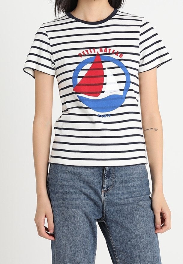 Petit Bateau A0D4A T-shirt met korte mouwen, dames, blauw, XL