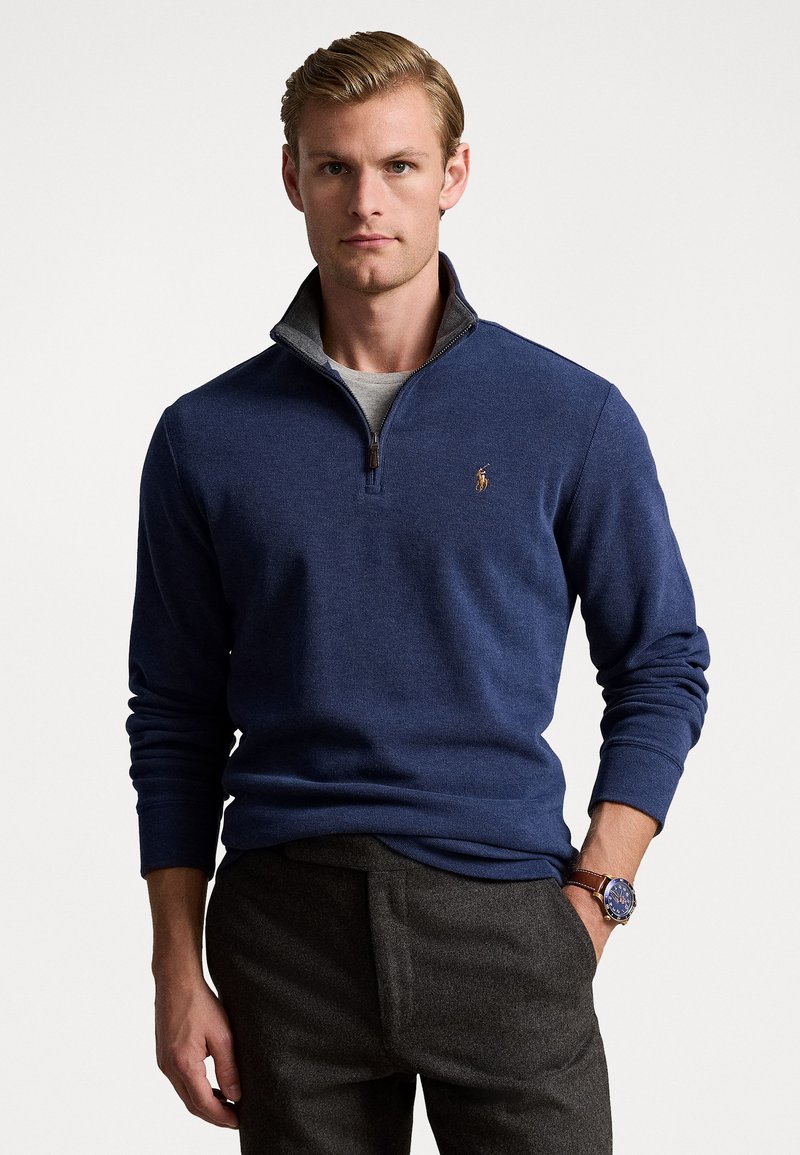 Polo Ralph Lauren ESTATE-RIB QUARTER-ZIP PULLOVER - Stickad tröja - spring navy heather/barclay