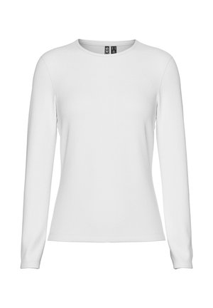 Hvit langermet skjorte laget av glatt bomullsblandingsstoff. Har rund hals og tettsittende design med mansjetter på ermene.