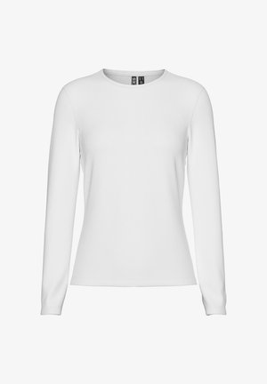 Camicia bianca a maniche lunghe realizzata in un morbido cotone misto. Presenta un colletto a girocollo e un design aderente con polsini alle maniche.