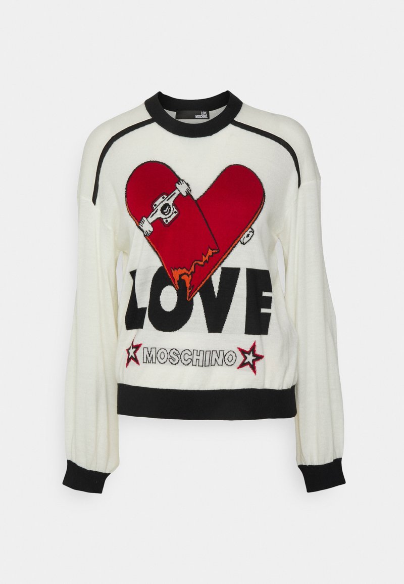 Damen Strickjacken | Love Moschino Strickpullover white/weiß - HE35659 Damen Strickjacken | Love Moschino Strickpullover white/weiß - HE35659