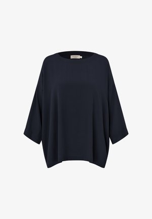 Blouse bleu marine ample avec manches larges trois-quarts et col rond.