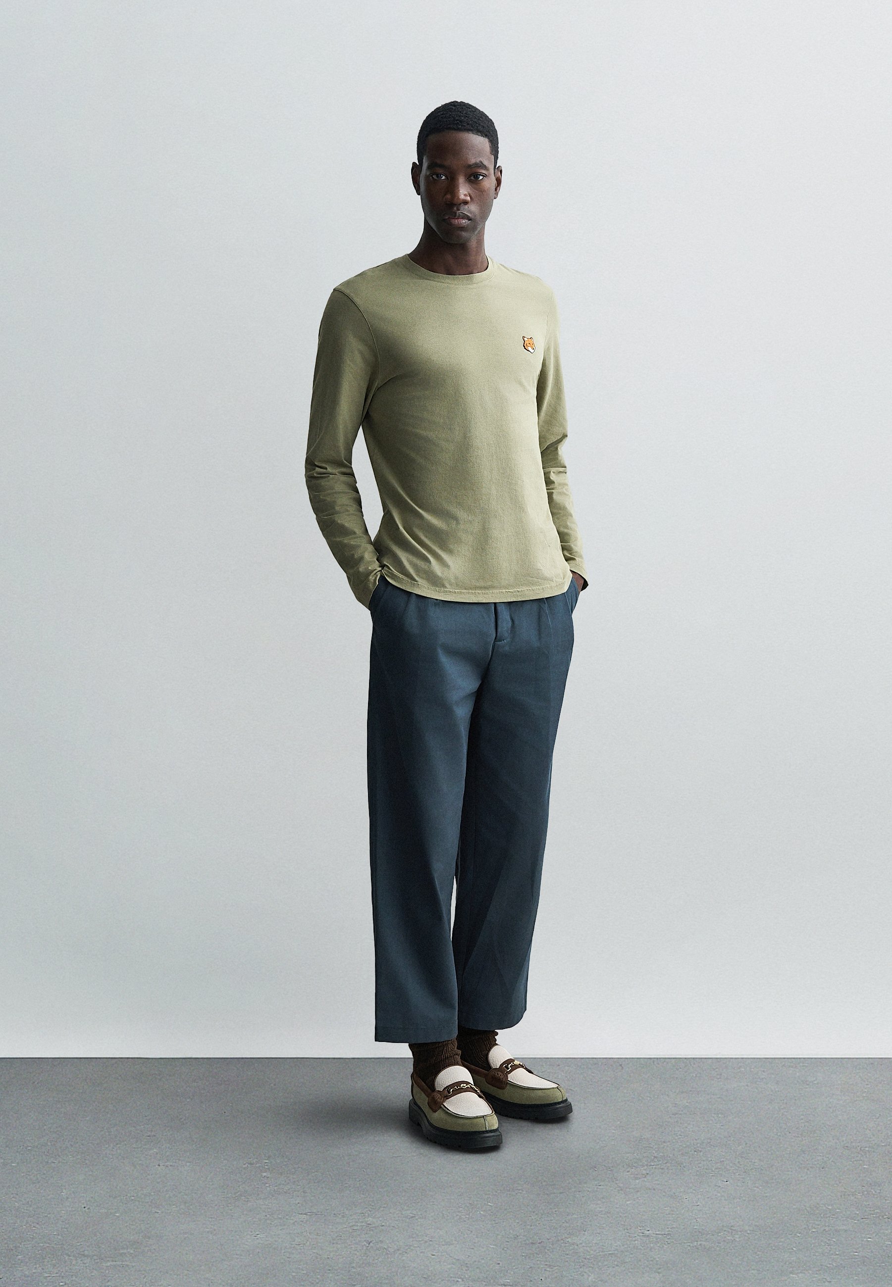 Maison Kitsuné FOX HEAD REGULAR TEE - Long sleeved top - laurel Maison Kitsuné FOX HEAD REGULAR TEE - Long sleeved top - laurel