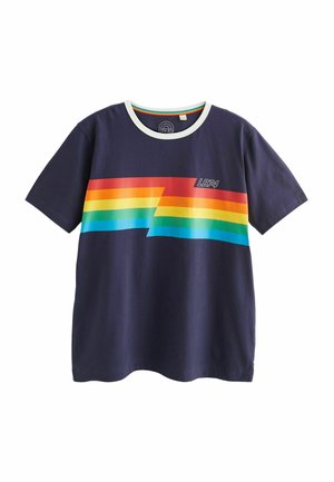 Little Bird SHORT SLEEVE RAINBOW STRIPE  REGULAR FIT - Triko s potiskem - navy